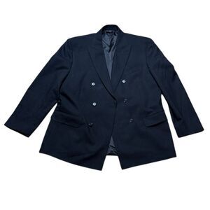 Paul Frederick Black Double Breasted Wool Blazer 43R